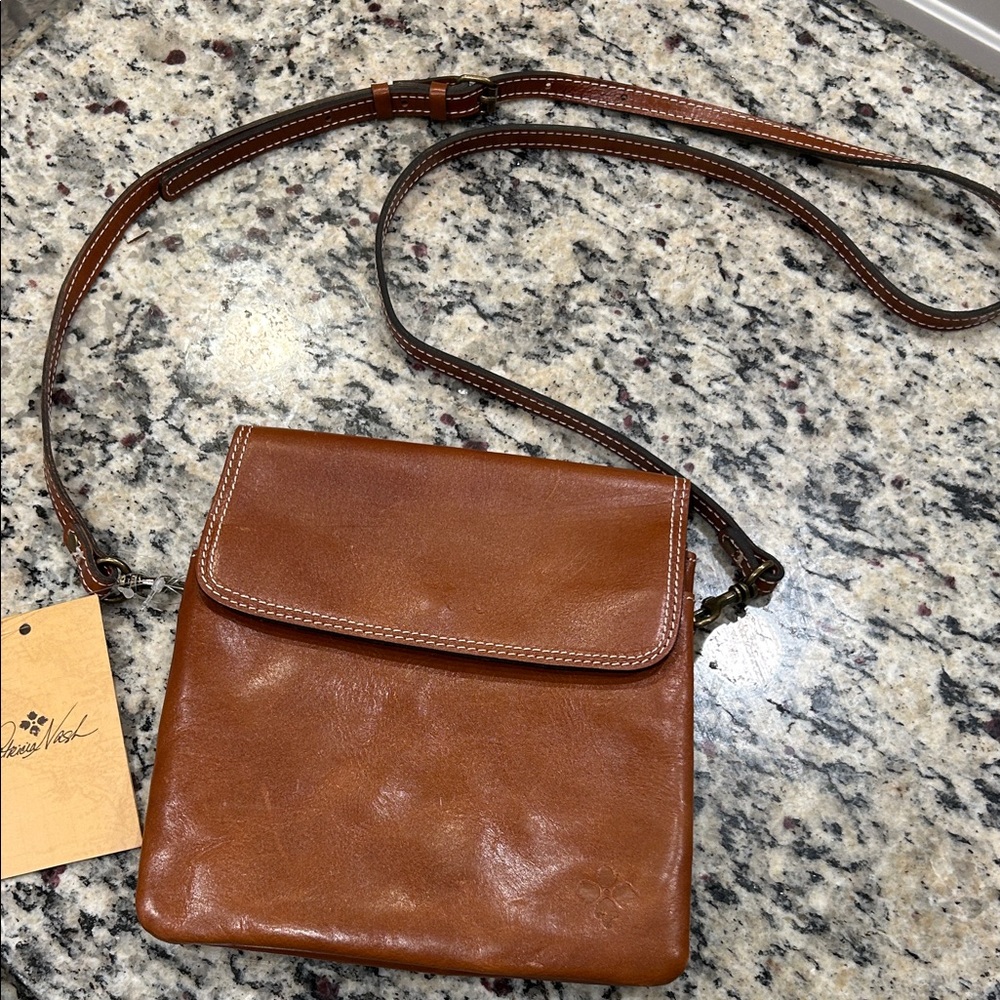 Patricia Nash Tan Leather Messenger Bag